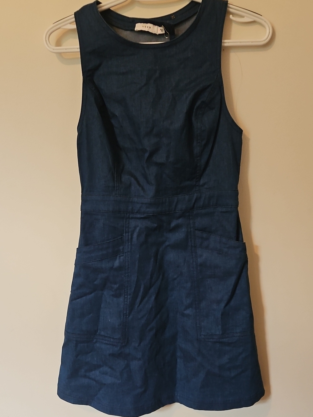 Lush Blue Sleeveless Denim Mini Dress